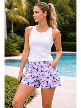 Lilly Pulitzer Callahan Short ~ size 4 Navy it's for Shore Print  5" inseam